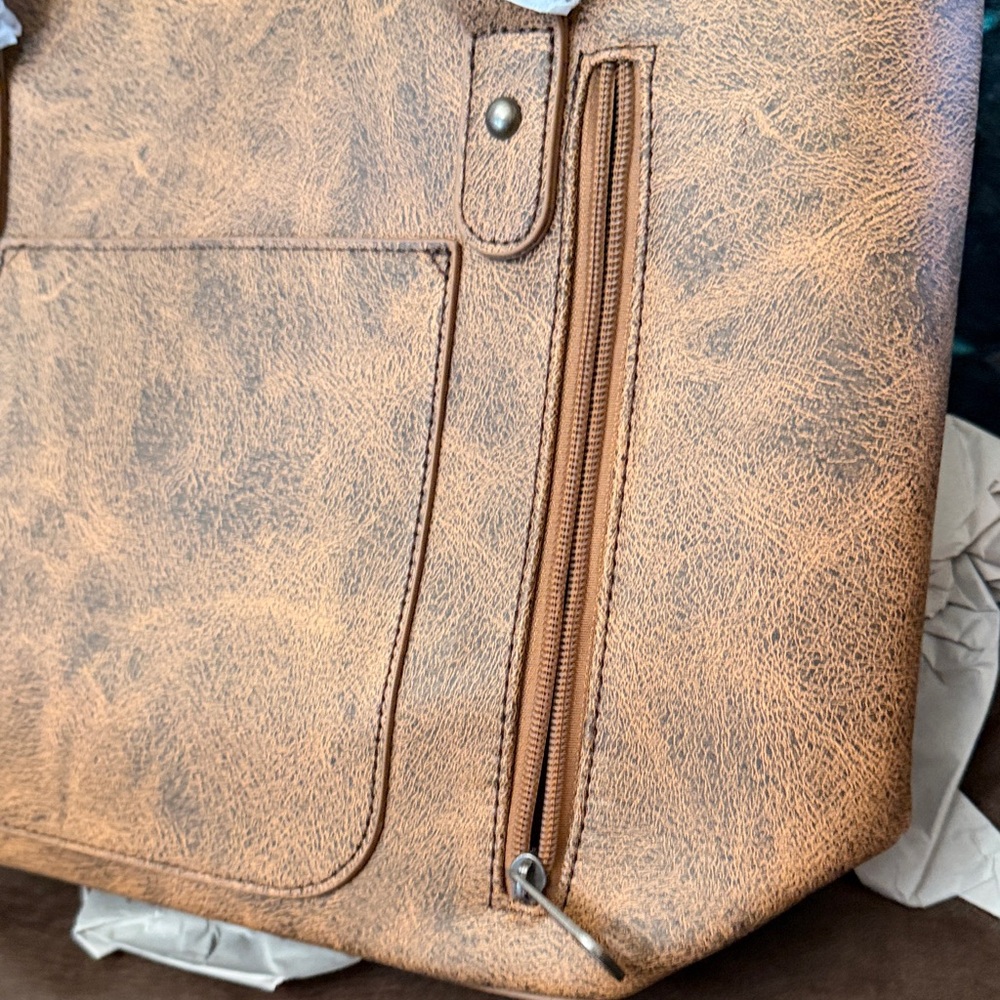 Montana West Tan Studded Concealed Tote Bag New - Picture 8 of 9